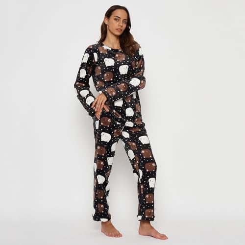 CAMEY Fleece Women Winter Full Sleeve Top and Pajama Pants Regular Fit Night Suit Round Neck Top and Pyjama Set Ladies Night Dress (Black, Small) - Image 4