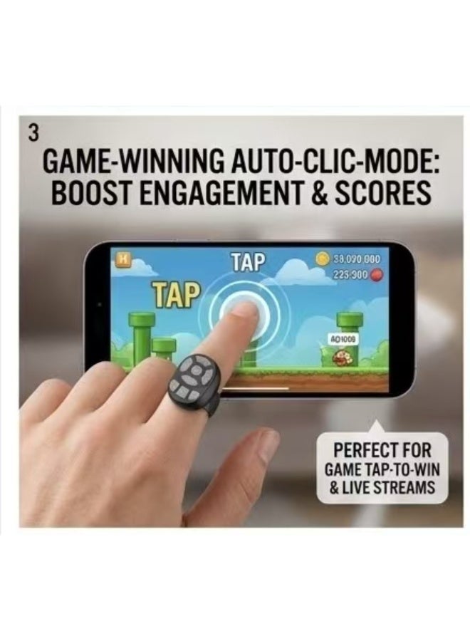 Captaintech "2-in-1 Fingertip Bluetooth Remote & Fast Auto Screen Clicker, Wireless Selfie Camera Shutter Remote, Ergonomic Video Scrolling Ring for iOS & Android" - Image 3