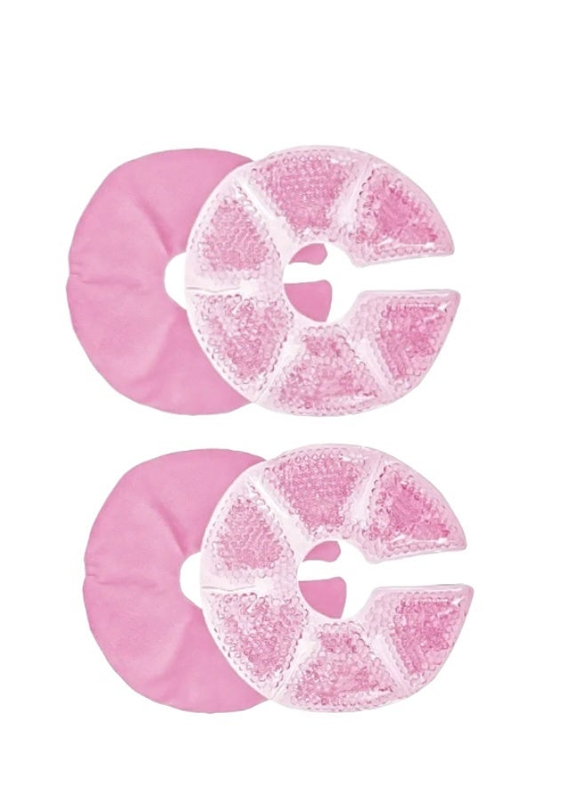 joybuy 2 Pieces Breast Therapy Ice Pack, Breastfeeding Gel Pad, Nursing Pain Relief for Mastitis, Nipple Pain Relief breastfeeding, plugged ducts, Lactation Pain, Engorgement and mastitis (Pink) - Image 2