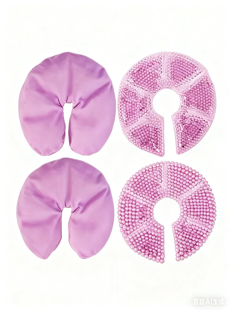 joybuy 2 Pieces Breast Therapy Ice Pack, Breastfeeding Gel Pad, Nursing Pain Relief for Mastitis, Nipple Pain Relief breastfeeding, plugged ducts, Lactation Pain, Engorgement and mastitis (Pink) - Image 1