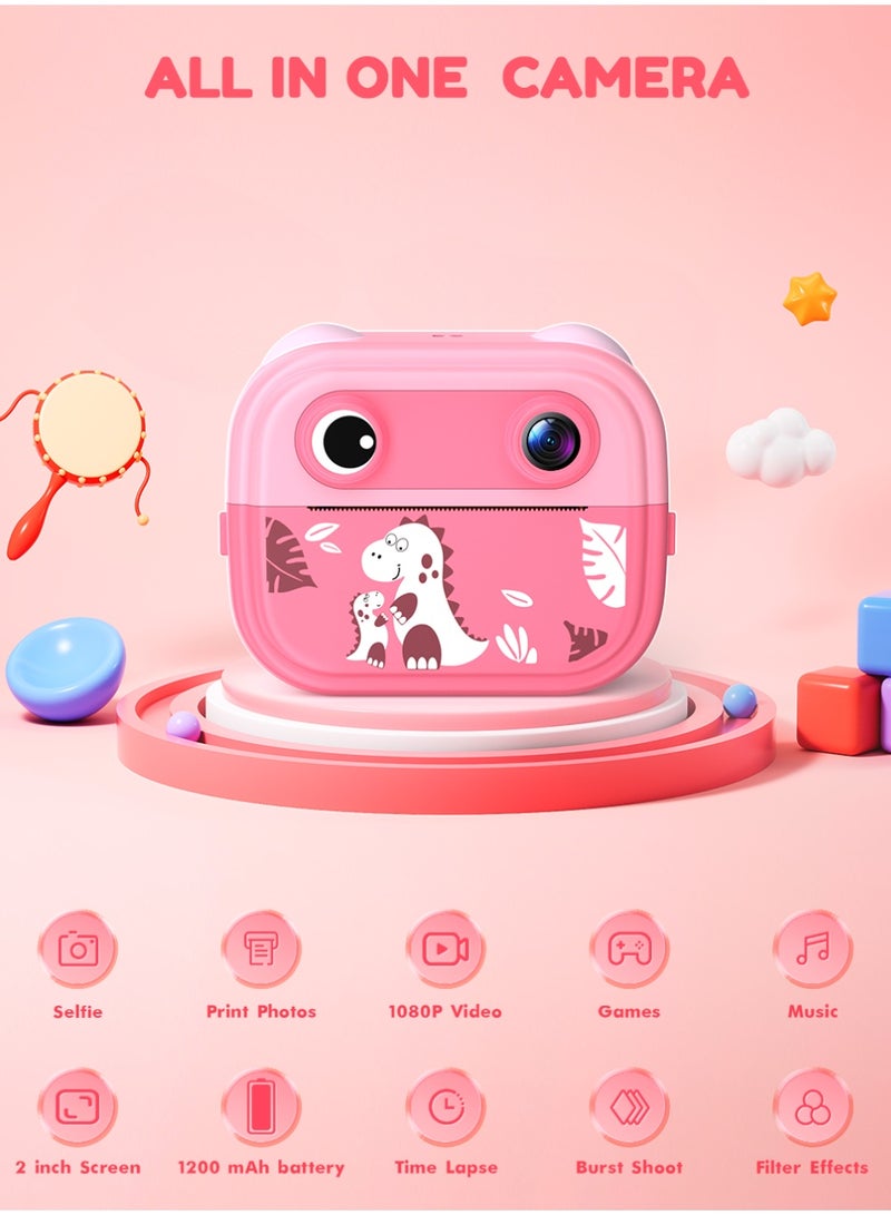 Tyonto كاميرا للأطفال، كاميرا فورية طباعة 1080P شاشة 2.0 بوصة، أطفال فوريون مع ورق طباعة، هدايا للأولاد والبنات من 3-12 سنة. - Image 2