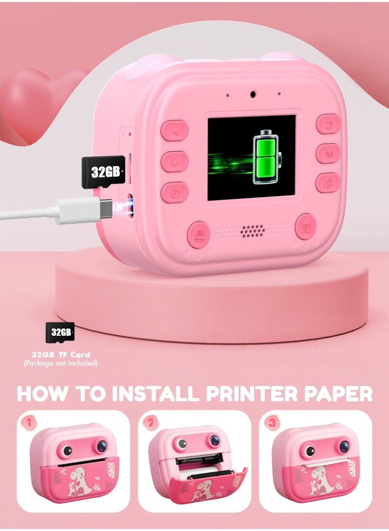 Tyonto كاميرا للأطفال، كاميرا فورية طباعة 1080P شاشة 2.0 بوصة، أطفال فوريون مع ورق طباعة، هدايا للأولاد والبنات من 3-12 سنة. - Image 5
