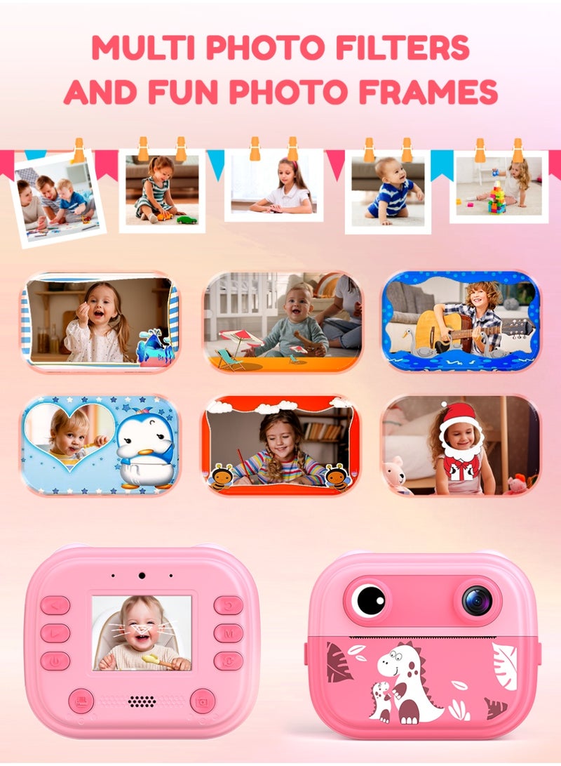 Tyonto كاميرا للأطفال، كاميرا فورية طباعة 1080P شاشة 2.0 بوصة، أطفال فوريون مع ورق طباعة، هدايا للأولاد والبنات من 3-12 سنة. - Image 4