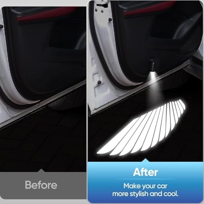 KASTWAVE 2 Pcs Car Led Angel Wing Car Door Light Logo Projector Car Brand Logo Led Shadow Light Projector Car Open Door Light Car Welcome Light Car Door Projector Lights Angel Wings - Image 3