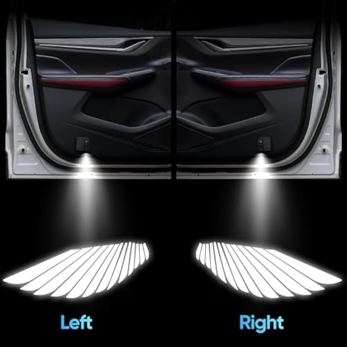 KASTWAVE 2 Pcs Car Led Angel Wing Car Door Light Logo Projector Car Brand Logo Led Shadow Light Projector Car Open Door Light Car Welcome Light Car Door Projector Lights Angel Wings - Image 5