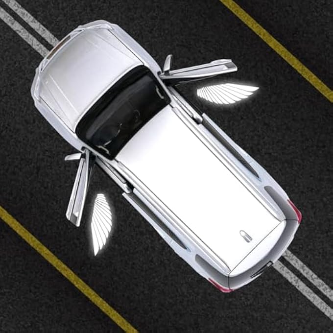 KASTWAVE 2 Pcs Car Led Angel Wing Car Door Light Logo Projector Car Brand Logo Led Shadow Light Projector Car Open Door Light Car Welcome Light Car Door Projector Lights Angel Wings - Image 1