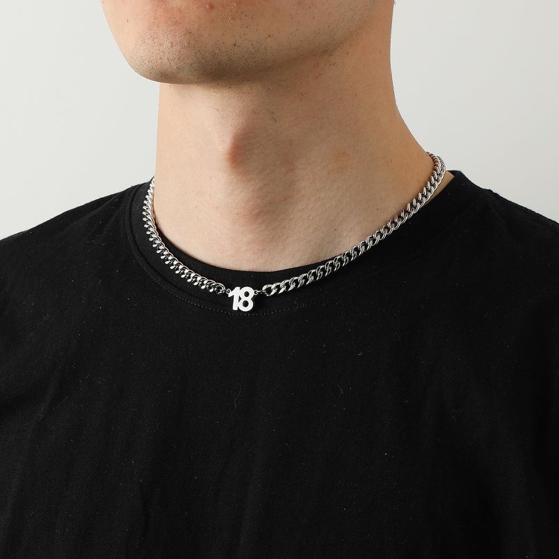 Lydow Number 10 Necklace for Men Boys Athletes Chain Ten Football Soccer Basketball Birthday Cuban Link Stainless Steel Baseball Softball Hockey Sports Pendant Jewelry Him Teen Graduation Gift Silver - Image 2