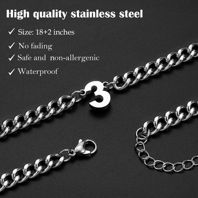 Lydow Number 10 Necklace for Men Boys Athletes Chain Ten Football Soccer Basketball Birthday Cuban Link Stainless Steel Baseball Softball Hockey Sports Pendant Jewelry Him Teen Graduation Gift Silver - Image 3