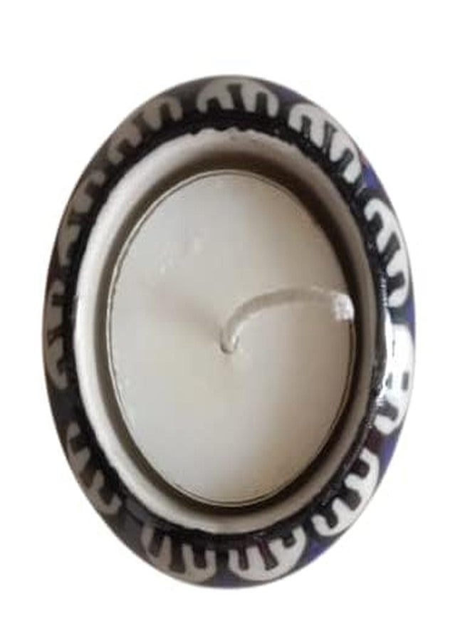 The Pot Dealer Handcrafted Ceramic Tealight Deepawali Candles Holders Hand Painted Table Top Tea Light Candle Stand for Diwali Decoration with Tea Lights (Printed Multi, Pack of 6) - Image 4