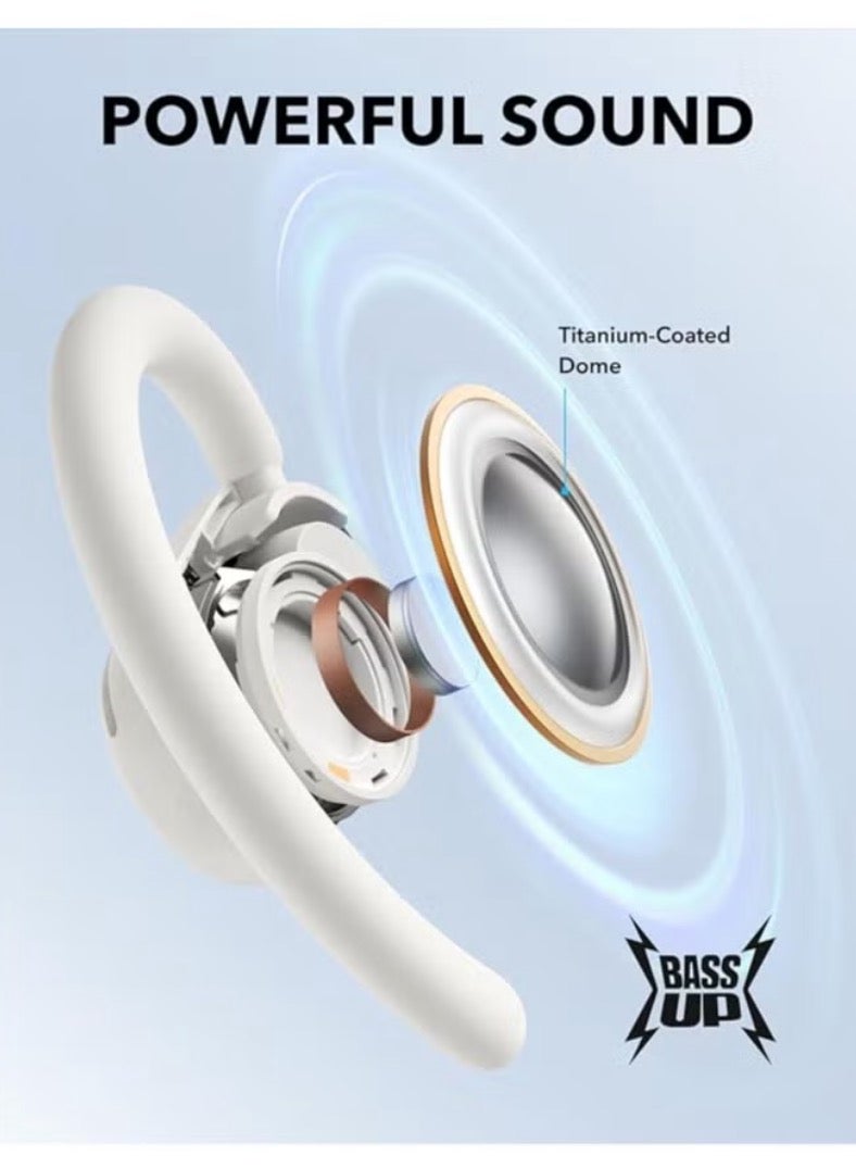 V20i by Anker Open-Ear Headphones, Adjustable Ear Hooks, Ultra-Comfort, Snug Fit, Powerful Sound, Clear Calls, IP55, LED Lights, 8H-36H Playtime, Bluetooth 5.4 Earbuds, Multipoint Connection White - Image 5