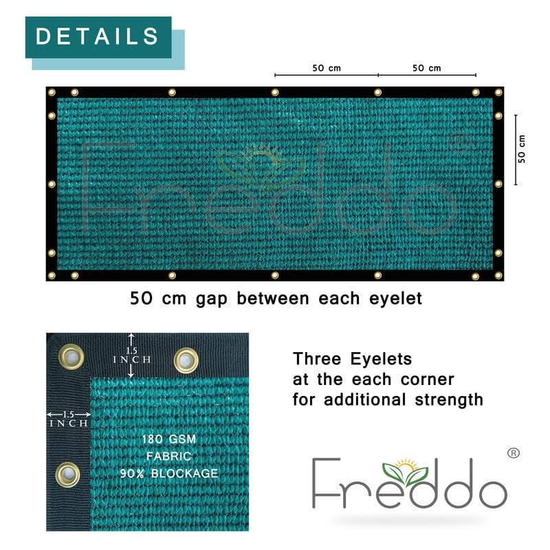 FREDDO Privacy Screen Fence Shade Net for Balcony, Garden, Terrace & Outdoor Fence Heavy Duty with Polyester Band, Brass Eyelets & Tie Cords (Olive Green, 1 x 4 Mtr) - Image 3