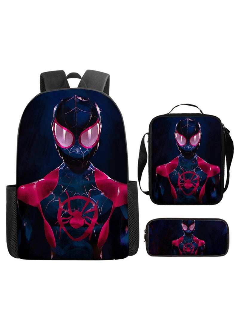 Naruto Spiderman Hero Cartoon Backpack Three-Piece Set 29*42*16cm