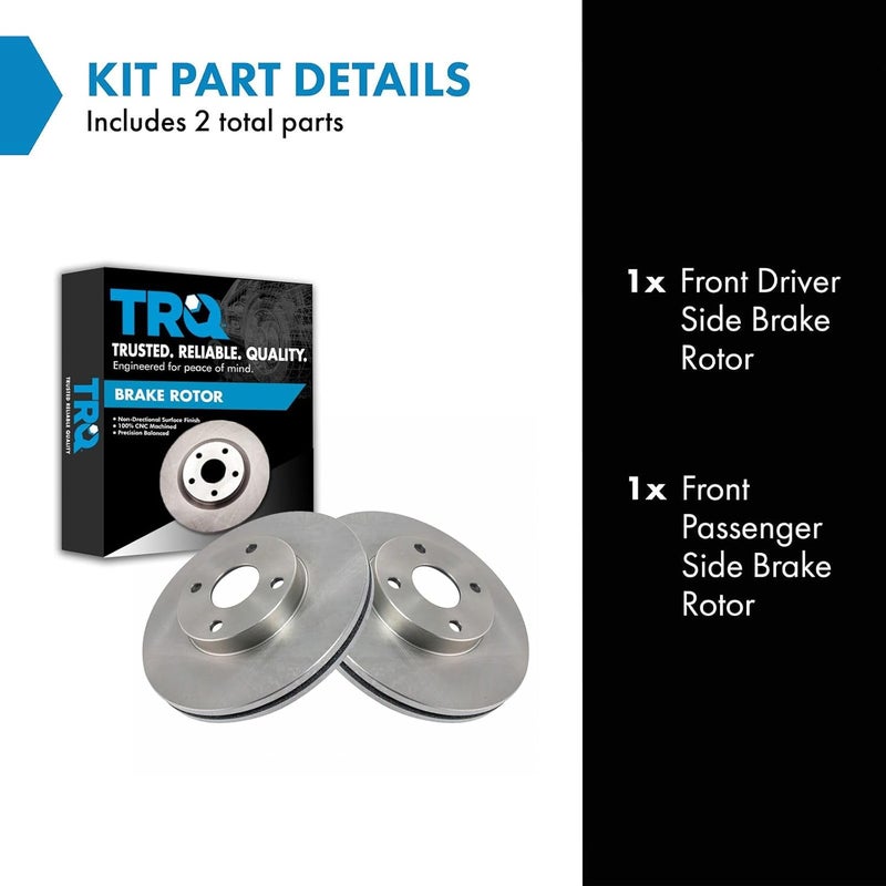 TRQ Front Brake Rotors Set Vented Compatible with 1999-2003 Mazda Protege - Image 2