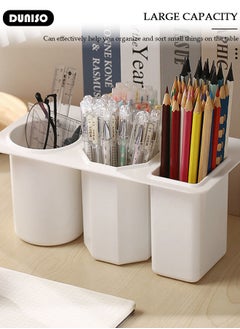 DUNISO Multifunction Storage Box, Home Pen Storage Holder, Plastic Pen Holder, Deskside Stationery Holder, Stickable Table Edge Makeup Storage Box, Tool Storage Box for Saving Place, Under Table Three Compartment Storage Rack for Dorm Living Room  - Image 3