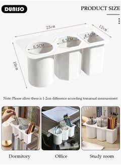 DUNISO Multifunction Storage Box, Home Pen Storage Holder, Plastic Pen Holder, Deskside Stationery Holder, Stickable Table Edge Makeup Storage Box, Tool Storage Box for Saving Place, Under Table Three Compartment Storage Rack for Dorm Living Room  - Image 4