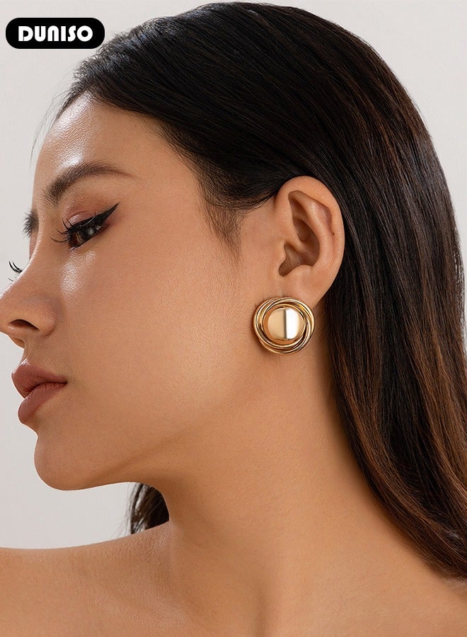 DUNISO Korean Style Gold Color Stud Earrings For Women Hypoallergenic Embellishment Earrings Weddings Party Jewelry Gifts - Image 3