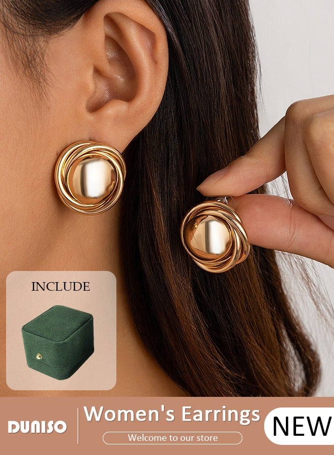DUNISO Korean Style Gold Color Stud Earrings For Women Hypoallergenic Embellishment Earrings Weddings Party Jewelry Gifts - Image 1