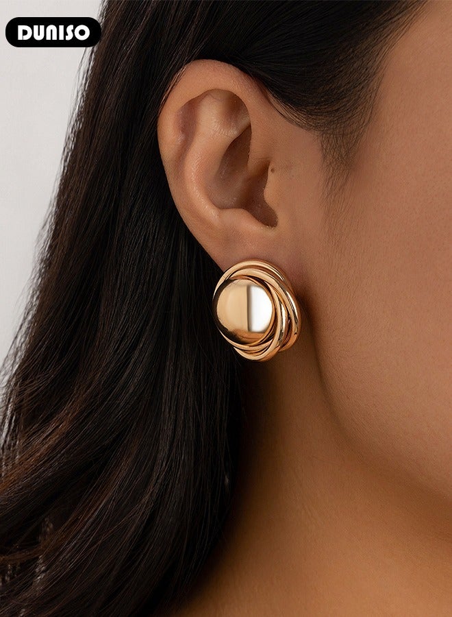 DUNISO Korean Style Gold Color Stud Earrings For Women Hypoallergenic Embellishment Earrings Weddings Party Jewelry Gifts - Image 2