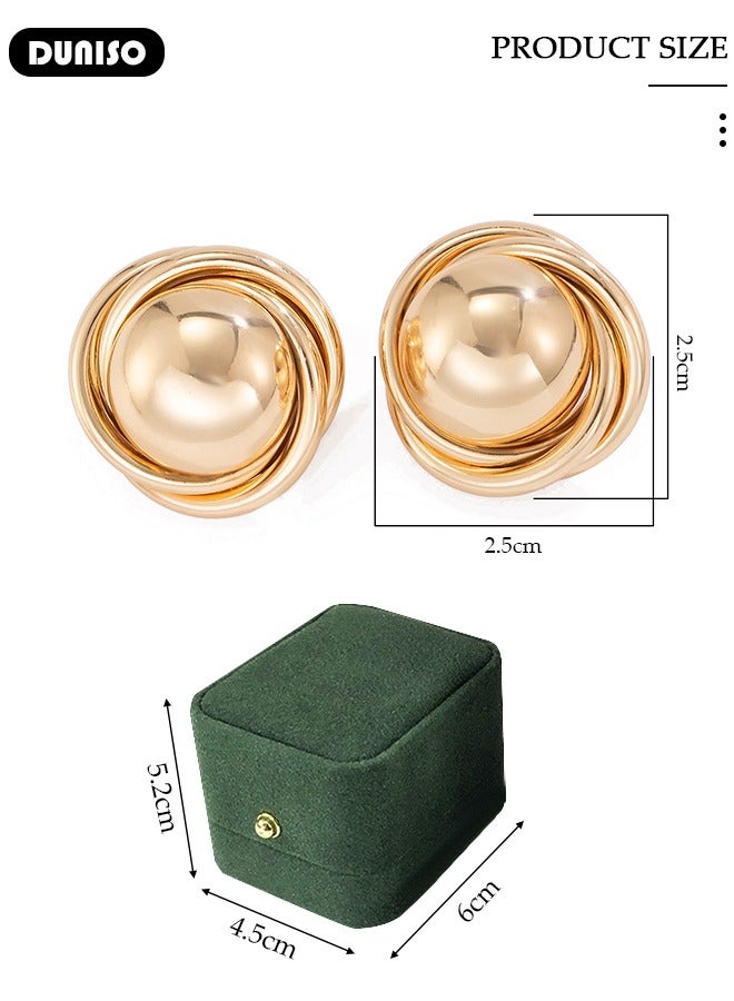 DUNISO Korean Style Gold Color Stud Earrings For Women Hypoallergenic Embellishment Earrings Weddings Party Jewelry Gifts - Image 4