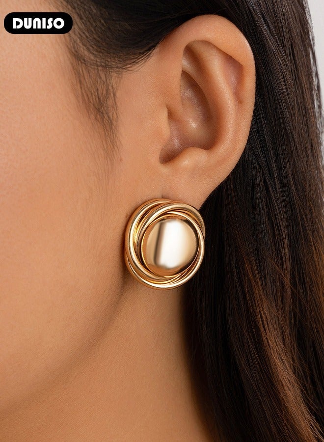 DUNISO Korean Style Gold Color Stud Earrings For Women Hypoallergenic Embellishment Earrings Weddings Party Jewelry Gifts - Image 5