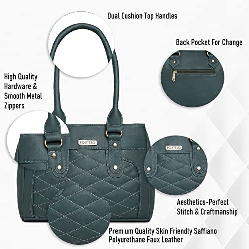 Fostelo Women's Paulie Satchel Tote Handbag for Women | Ladies Purse | Stylish Shoulder Bag | Gift For Women | Green - Image 2