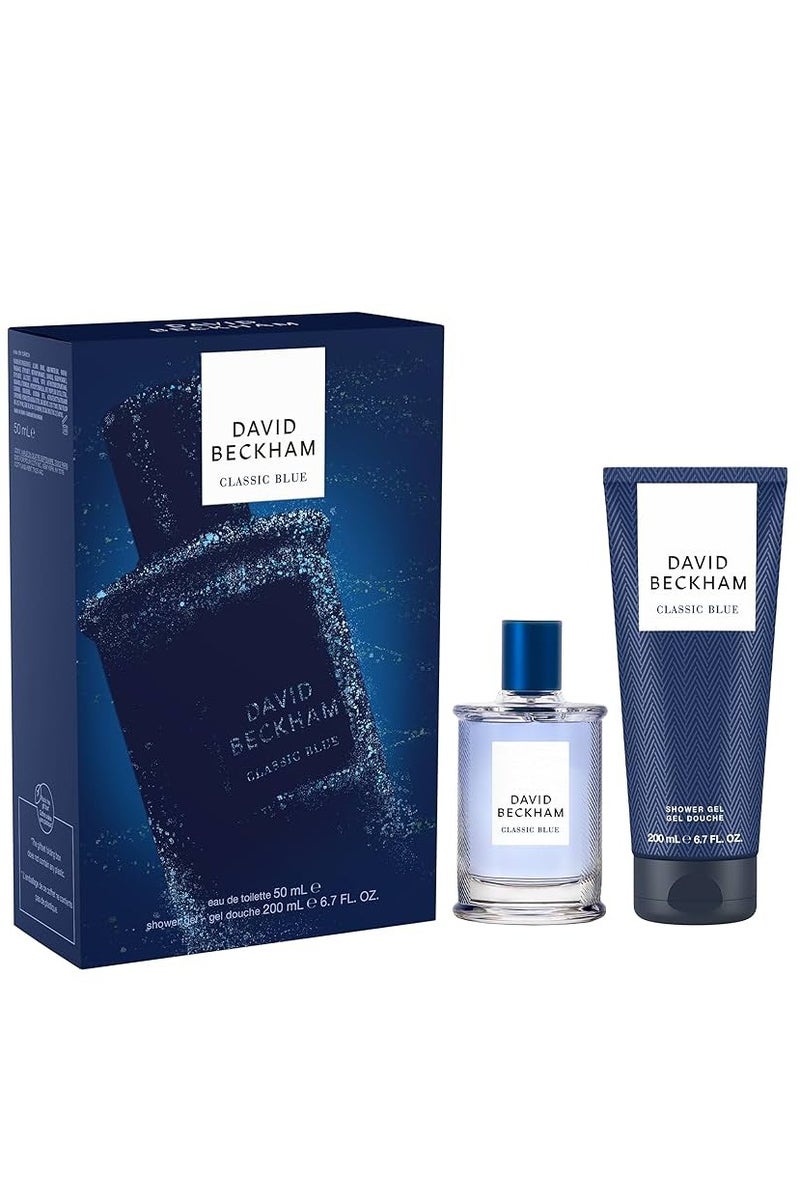 DAVID BECKHAM طقم هدايا كلاسيك بلو 2 قطعة - ماء عطر 50 مل وجل استحمام 200 مل - Image 1