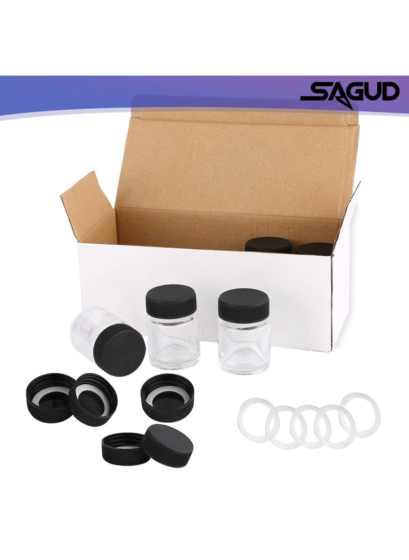SAGUD SAGUD 10pcs Airbrush Bottles 3/4oz 22cc with Plastic Lids Kit and Extra 5pcs Lids 5pcs O-Ring, Air brush Paint Storage Jars Store Pigments Color Inks  - Image 3