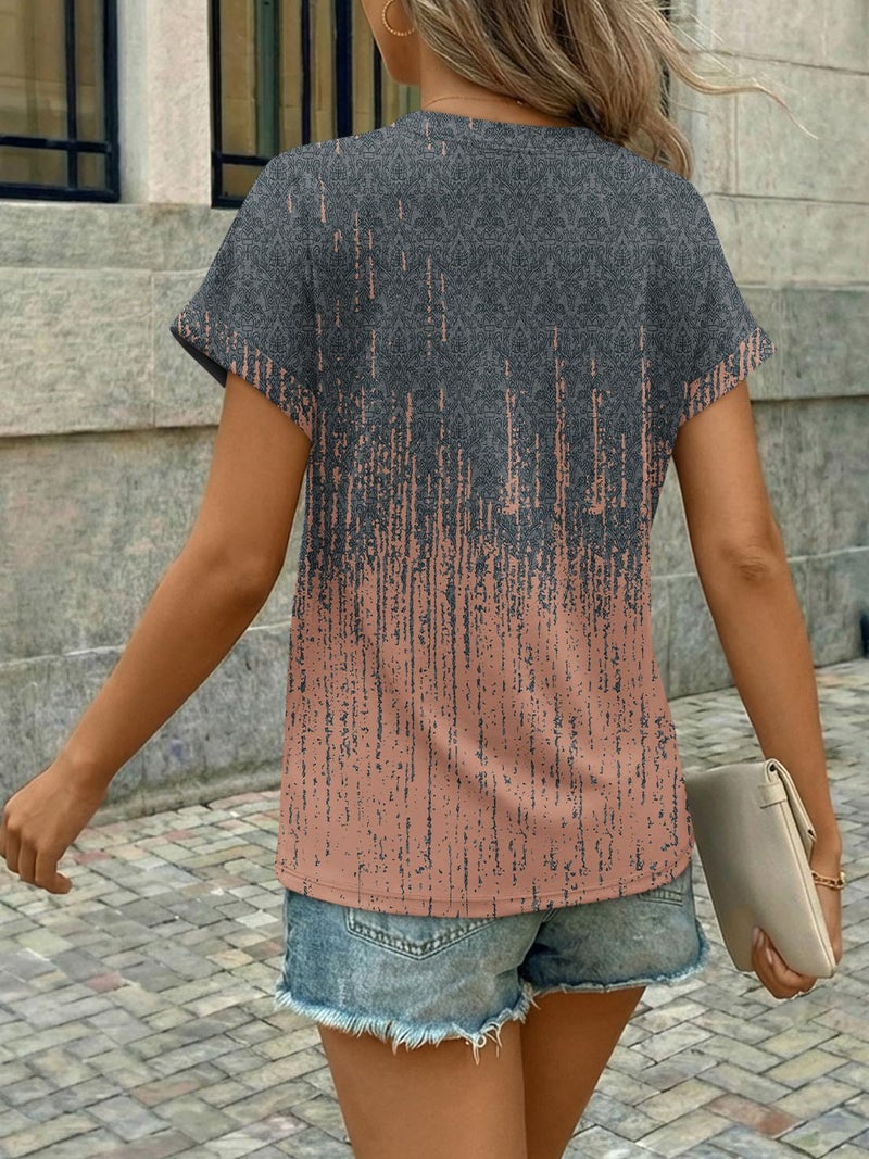 AUTOMET Womens Spring Tops 2026 Short Sleeve Shirts Henley Dressy Casual Blouses V Neck Fashion Tunics Trendy Flowy Clothing Boho B M - Image 5