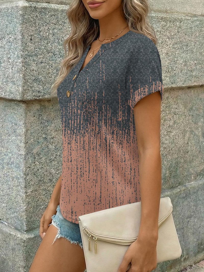 AUTOMET Womens Spring Tops 2026 Short Sleeve Shirts Henley Dressy Casual Blouses V Neck Fashion Tunics Trendy Flowy Clothing Boho B M - Image 3