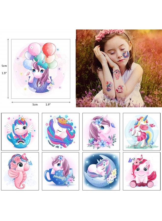 Glaryyears Watercolor Animals Temporary Tattoo for Kids, 30-Pack Fake Tattoos, Lovely Magic Mermaid Unicorn for Girls Boys Children, Fun Cartoon Stickers for Body Face Hand Arm Birthday Party Favors - Image 1