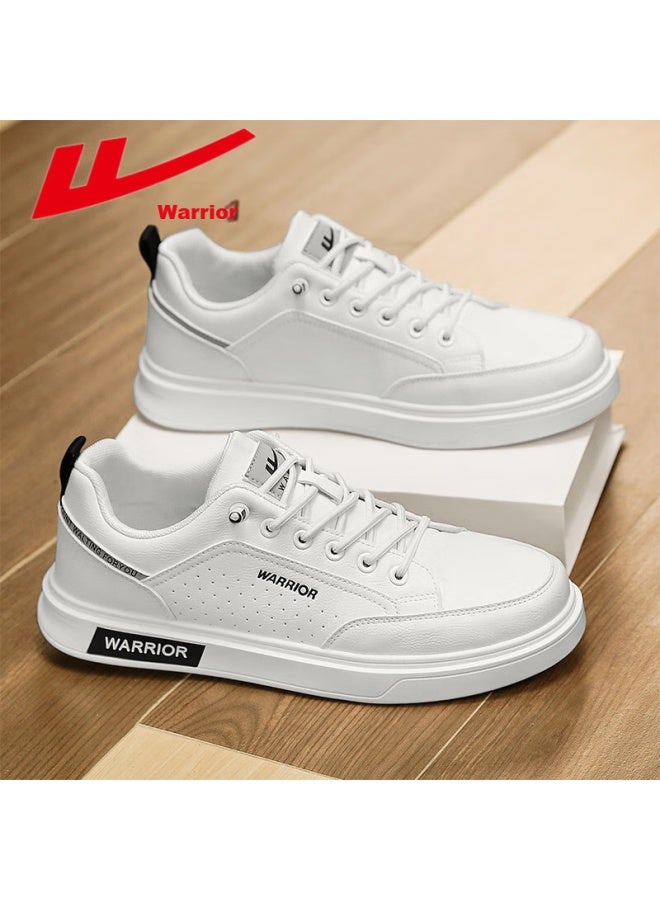 Pull Back Huili Men's Shoes, Classic Sneakers, New Versatile Casual Shoes, Soft-soled Business Leather Shoes For Men, White, Size 40 - Image 1