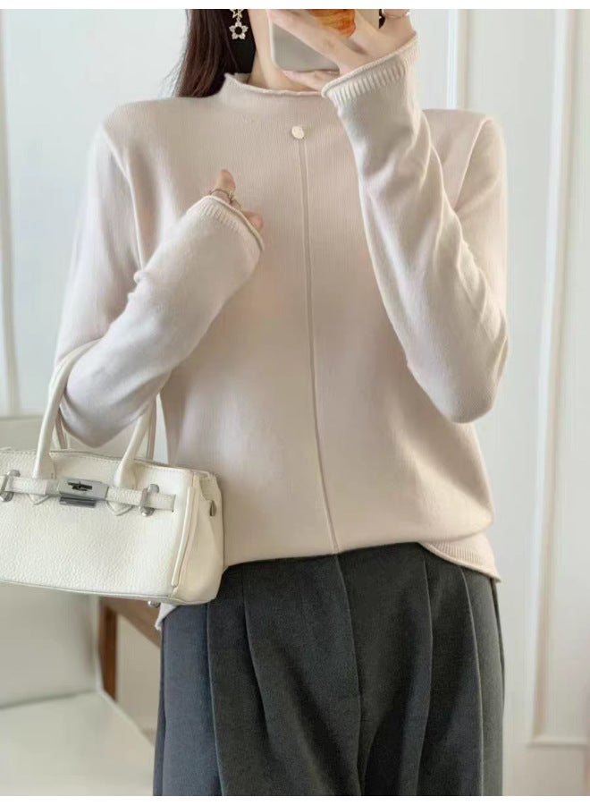 Leyuan New Autumn Winter Solid Color Long Sleeve Slim Fit Turtleneck Sweater Women's Knitted Top - Image 2