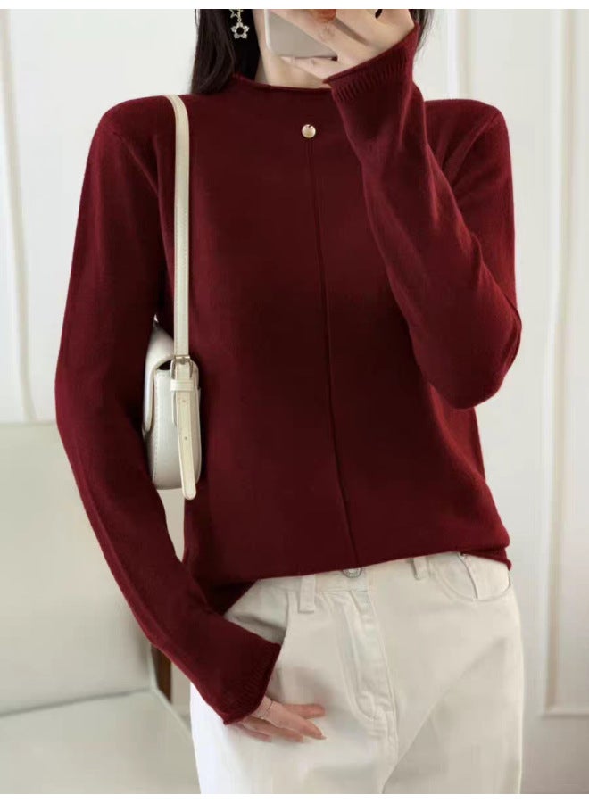 Leyuan New Autumn Winter Solid Color Long Sleeve Slim Fit Turtleneck Sweater Women's Knitted Top - Image 3