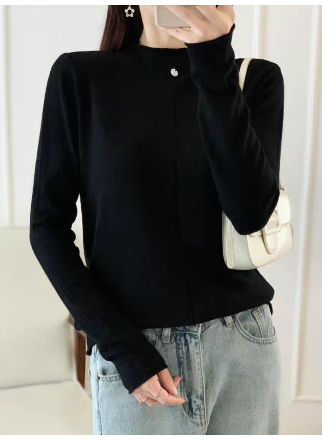 Leyuan New Autumn Winter Solid Color Long Sleeve Slim Fit Turtleneck Sweater Women's Knitted Top - Image 5