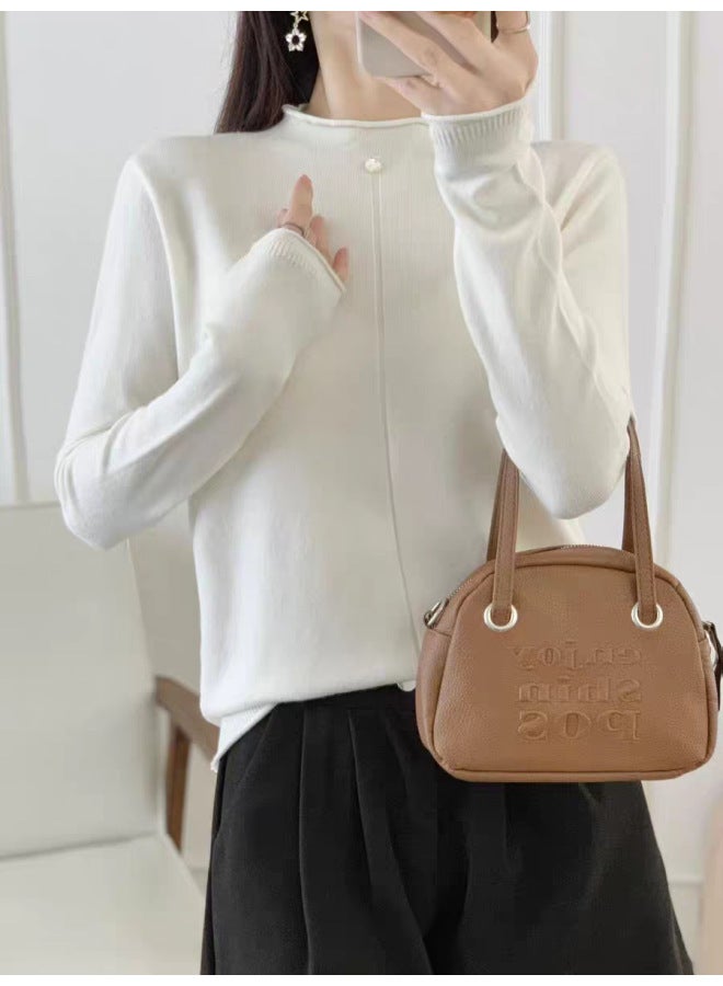 Leyuan New Autumn Winter Solid Color Long Sleeve Slim Fit Turtleneck Sweater Women's Knitted Top - Image 1