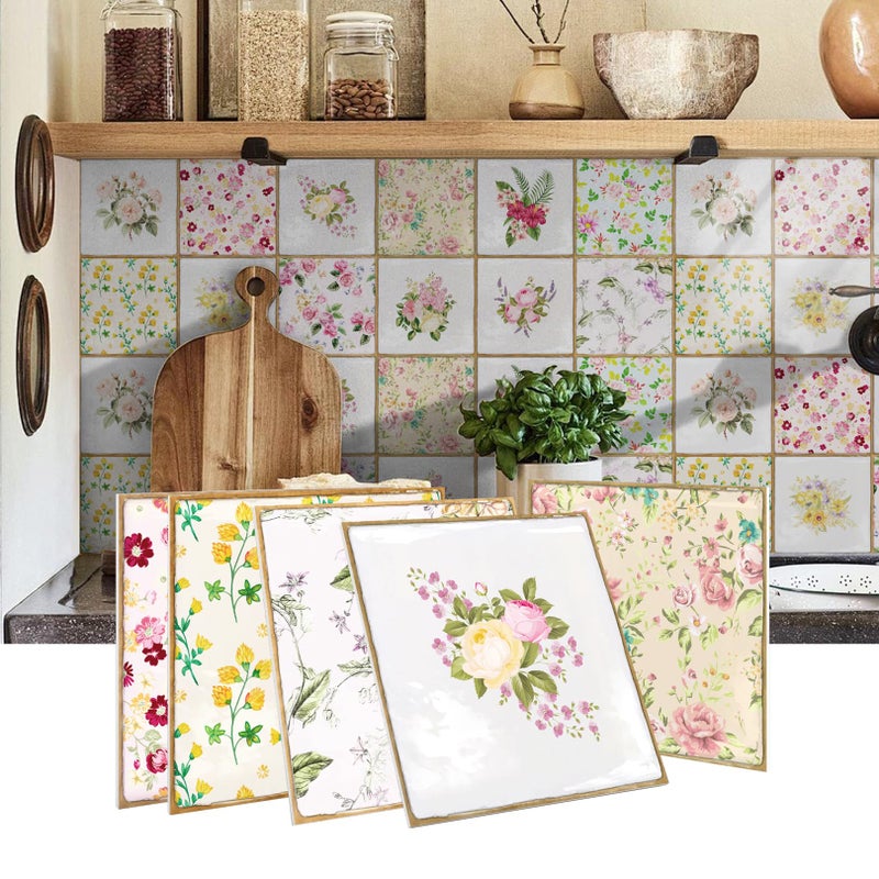 VICCI Peel and Stick Backsplash Pink Tile Stickers - 12Pcs 5.9x5.9 Inch Removable Wall Tiles for Cabinet, Furniture & Home Decor - Image 1