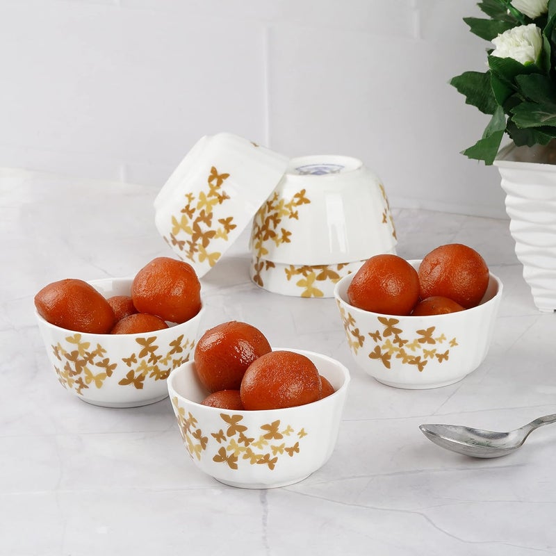 Dandy lines England by DATA Crown Dessert Bowls with Gold Butterfly 75010 Pack of 6 - Image 1