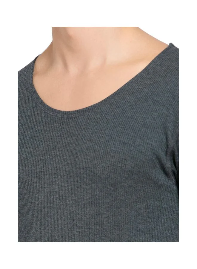 Jockey Charcoal Melange 2400 Men Super Combed Cotton Rich Half Sleeved Thermal Undershirt with Stay Warm and Stay Fresh Technology for Men | Best Price UAE