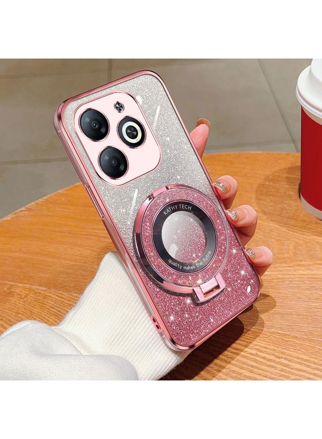 S-TOP Case For Infinix Smart 8 / Smart 8 HD Plated Gradient Glitter Round Holder TPU Phone Case - Image 1