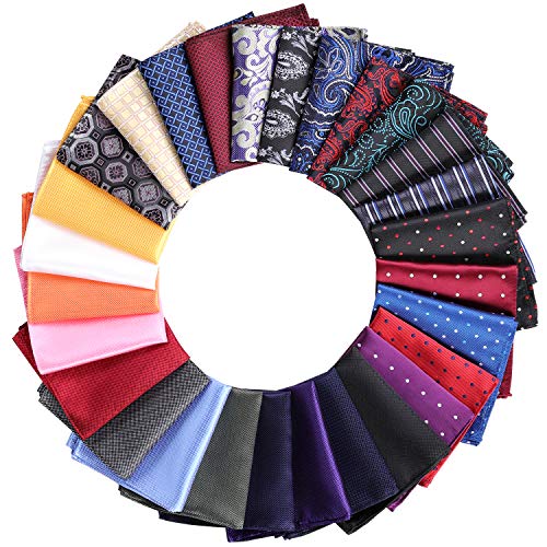 Jeatonge 28 Pack Pocket Squares for Men Men's Handkerchief Mens Pocket Squares Set Assorted Colors with a Holder - Image 1