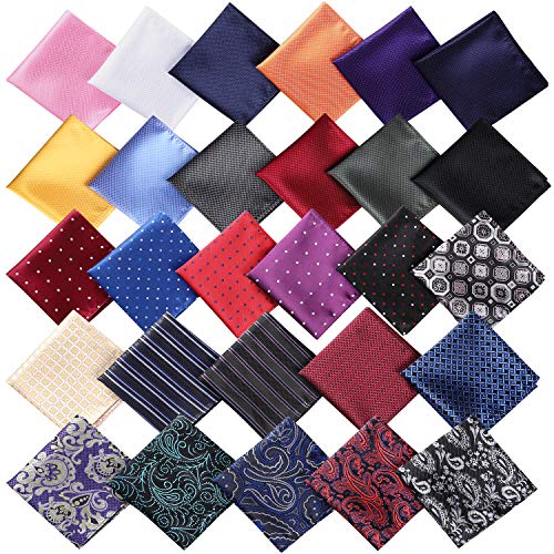 Jeatonge 28 Pack Pocket Squares for Men Men's Handkerchief Mens Pocket Squares Set Assorted Colors with a Holder - Image 2