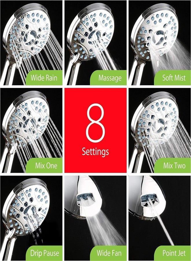 COMFYHOME 【With 50 Pcs Drain Cover】Hand Shower for Bath, High Pressure 8 Mode, Self-Cleaning Anti-Clogging Nozzle, Power Wash to Clean Tub, Tile &Pets, Bathroom Handheld Shower with 1.5 Meter Flexible Hose Pipe - Image 4