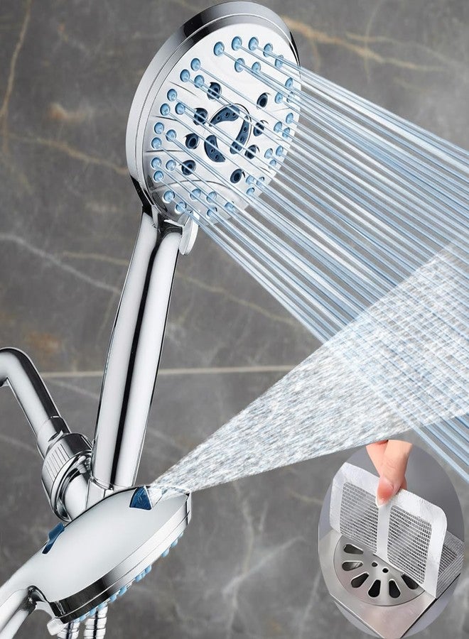 COMFYHOME 【With 50 Pcs Drain Cover】Hand Shower for Bath, High Pressure 8 Mode, Self-Cleaning Anti-Clogging Nozzle, Power Wash to Clean Tub, Tile &Pets, Bathroom Handheld Shower with 1.5 Meter Flexible Hose Pipe - Image 1