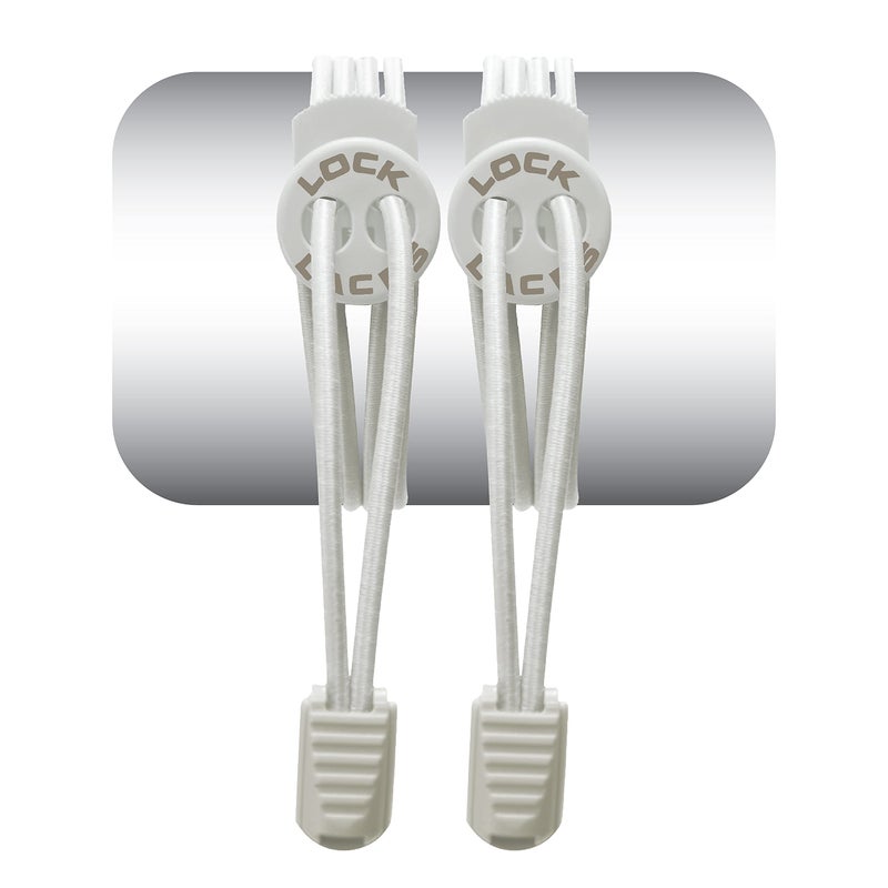 Lock Laces - Elastic No Tie Shoelaces, One Size Fits All, for Kids and Adults, Elastic No Tie Shoe Laces (Special Edition) (Solid White) - Image 1