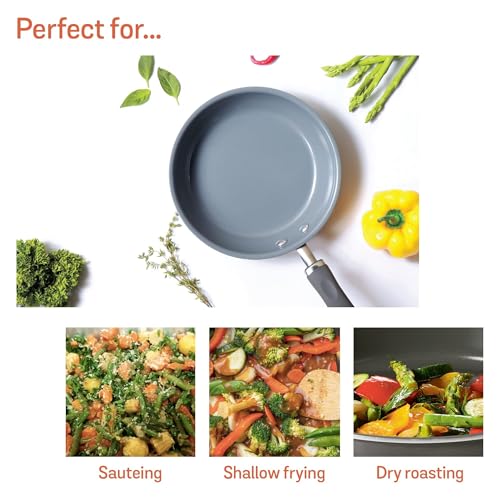 Meyer Anzen Healthy Ceramic Coated Aluminium Frypan | Frying pan Induction Base | Ceramic Pan | Omlette Pan | Ceramic Coated Frying Pan | Ceramic Fry Pan for Cooking, 24cm/2.1L, Grey - Image 5