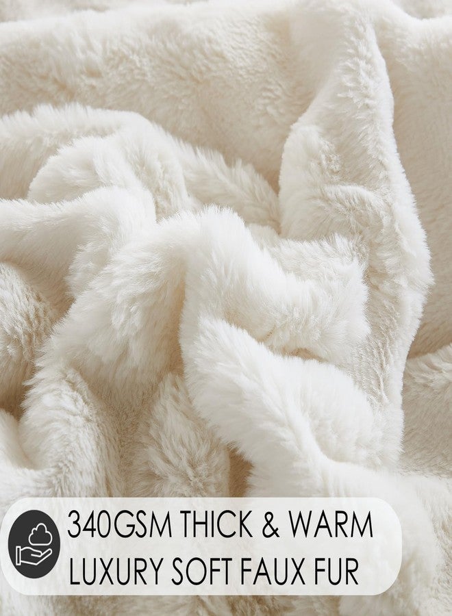 Bedbay Plush Comforter Set Queen Size Faux Fur White Bedding Comforter Set 3 Pieces Luxury Faux Rabbit Fur Bubble Bedding Soft Warm Shaggy Velvet Reversible Duvet Set for Girls Teen Adults - Image 5