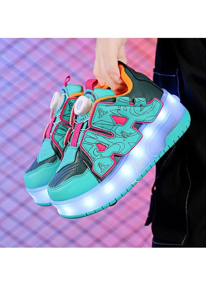 LITTLE ROCKZ Two Wheel LED Flash Light Fashion Shiny Sneaker Skate Heelys Shoes With Lightning Sole - Image 3