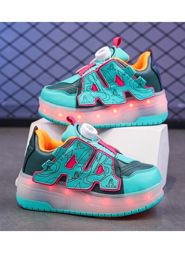 LITTLE ROCKZ Two Wheel LED Flash Light Fashion Shiny Sneaker Skate Heelys Shoes With Lightning Sole - Image 5