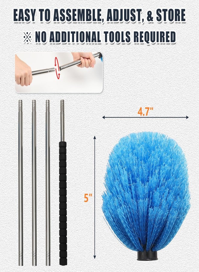 EUIJOIP Lightweight Cobweb Duster with Extension Pole – 8FT Long Reach Brush Kit, Washable Head for Ceiling Fan, Spider Webs, Dust – Cleans Up to 15FT, for Furniture, Eaves, Vents, Roof - Image 5