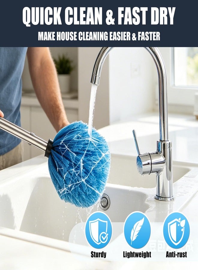EUIJOIP Lightweight Cobweb Duster with Extension Pole – 8FT Long Reach Brush Kit, Washable Head for Ceiling Fan, Spider Webs, Dust – Cleans Up to 15FT, for Furniture, Eaves, Vents, Roof - Image 2